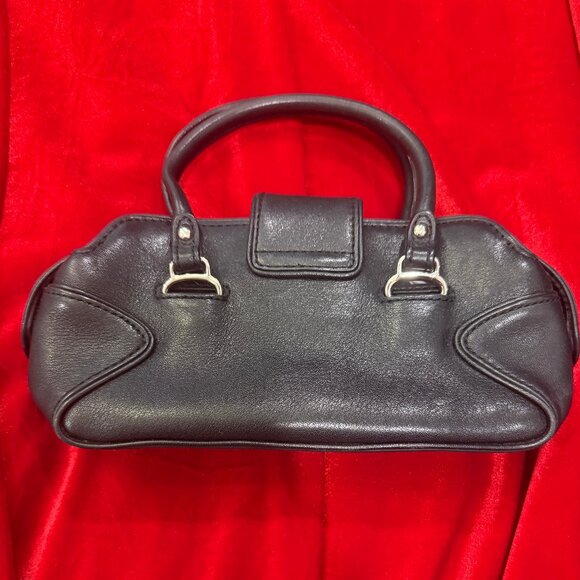 VINTAGE COLE HAAN BLACK LEATHER SILVER HARDWARE MINI BAG - Picture 4 of 14
